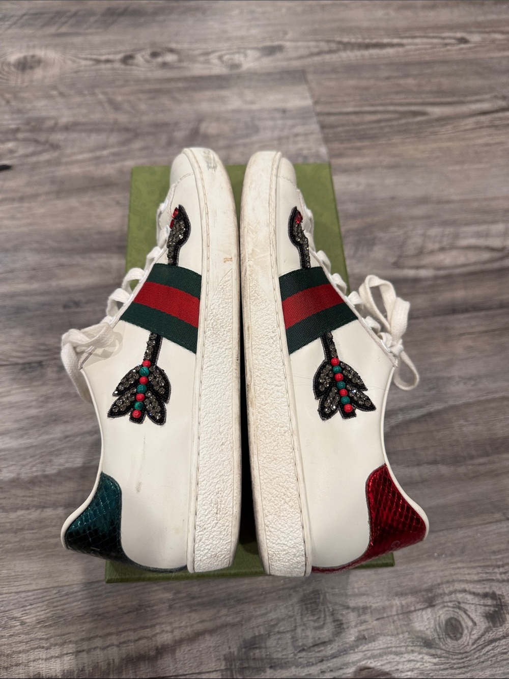 GUCCI ACE Arrow Embroidered Sneakers Women’s 38.5 US Size 8.5 Shoes - Picture 13 of 16